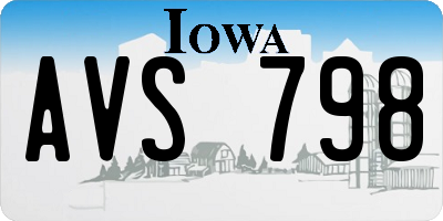IA license plate AVS798