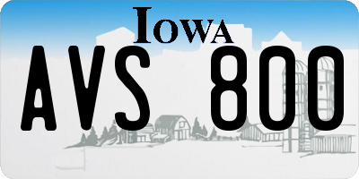 IA license plate AVS800