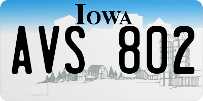 IA license plate AVS802