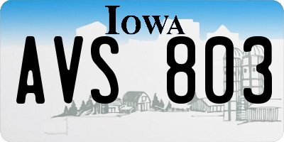 IA license plate AVS803
