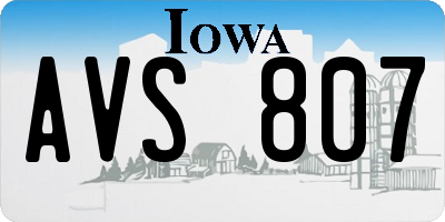 IA license plate AVS807