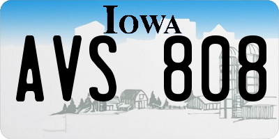 IA license plate AVS808