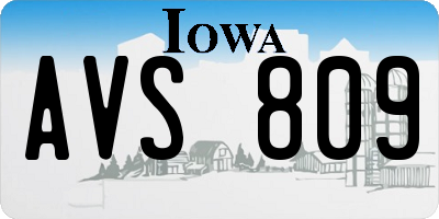 IA license plate AVS809