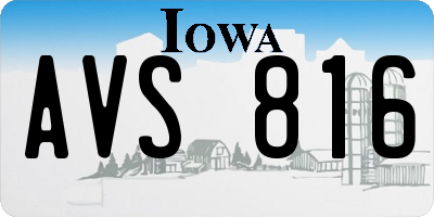 IA license plate AVS816