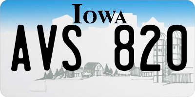 IA license plate AVS820