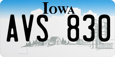 IA license plate AVS830