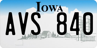 IA license plate AVS840