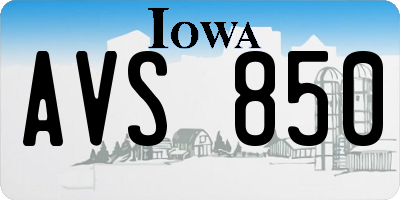 IA license plate AVS850