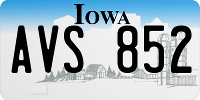 IA license plate AVS852