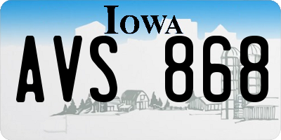 IA license plate AVS868