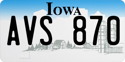 IA license plate AVS870