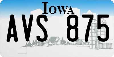 IA license plate AVS875