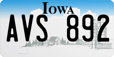 IA license plate AVS892