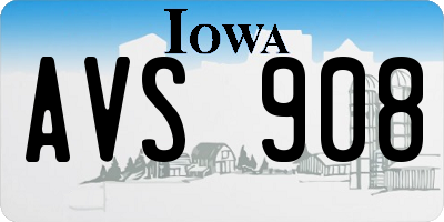 IA license plate AVS908