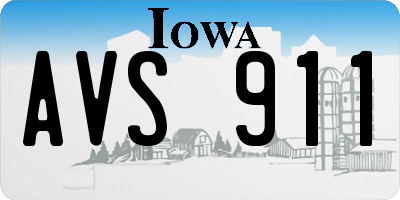 IA license plate AVS911