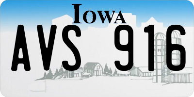 IA license plate AVS916