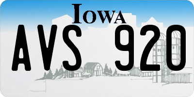 IA license plate AVS920