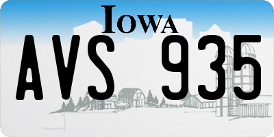 IA license plate AVS935