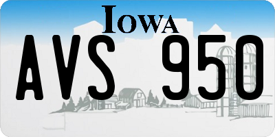 IA license plate AVS950