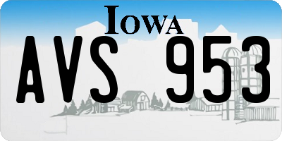 IA license plate AVS953