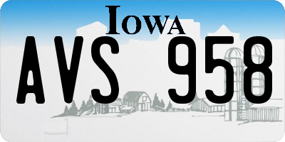 IA license plate AVS958