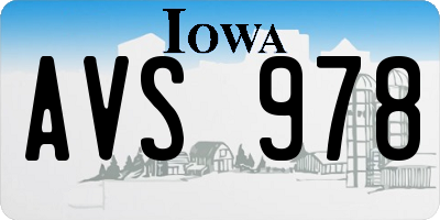 IA license plate AVS978