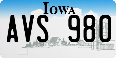 IA license plate AVS980