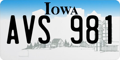 IA license plate AVS981