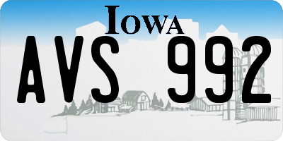 IA license plate AVS992
