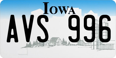 IA license plate AVS996
