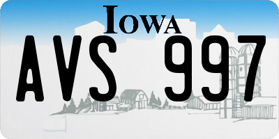 IA license plate AVS997