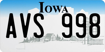 IA license plate AVS998