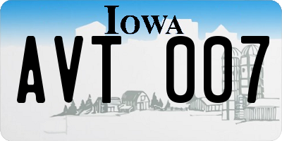 IA license plate AVT007