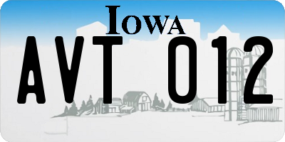 IA license plate AVT012