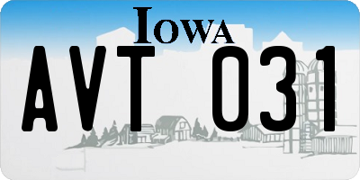 IA license plate AVT031