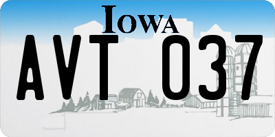 IA license plate AVT037