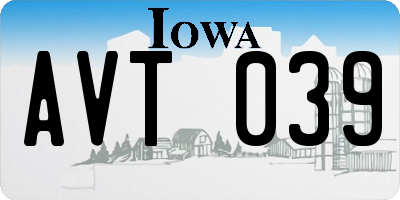 IA license plate AVT039