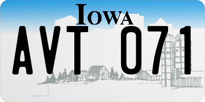 IA license plate AVT071