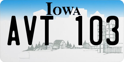 IA license plate AVT103