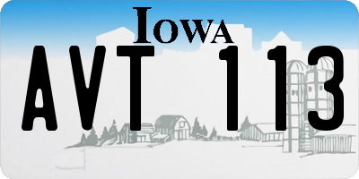 IA license plate AVT113