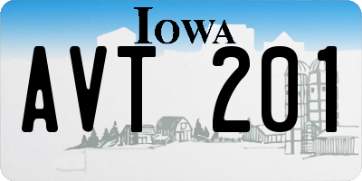 IA license plate AVT201