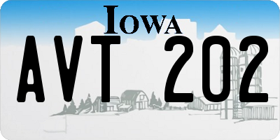 IA license plate AVT202
