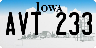 IA license plate AVT233