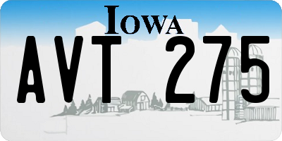 IA license plate AVT275