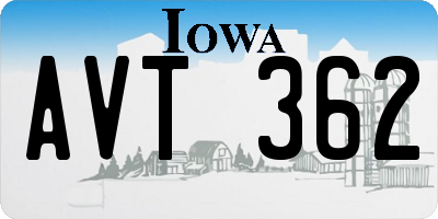 IA license plate AVT362