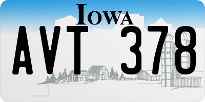 IA license plate AVT378
