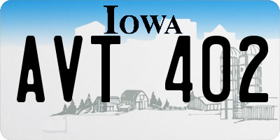 IA license plate AVT402