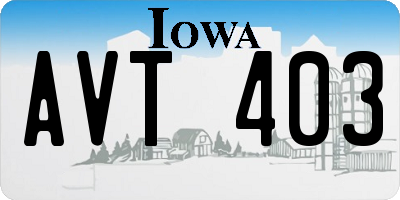 IA license plate AVT403