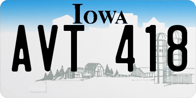 IA license plate AVT418