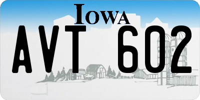 IA license plate AVT602